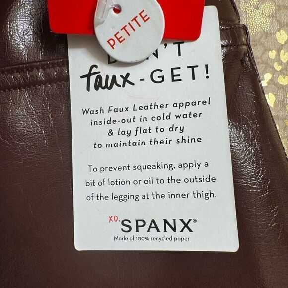 Spanx Faux Patent Leather Liquid Ruby Maroon Leggings Small Petite NWT - Picture 8 of 11